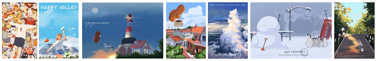 偶然间在小破站看到了名为“东隆咚”的画师的绘画过程视频,深深的喜欢上他笔下那充满温暖和梦幻的画面,于是便临摹了好多。