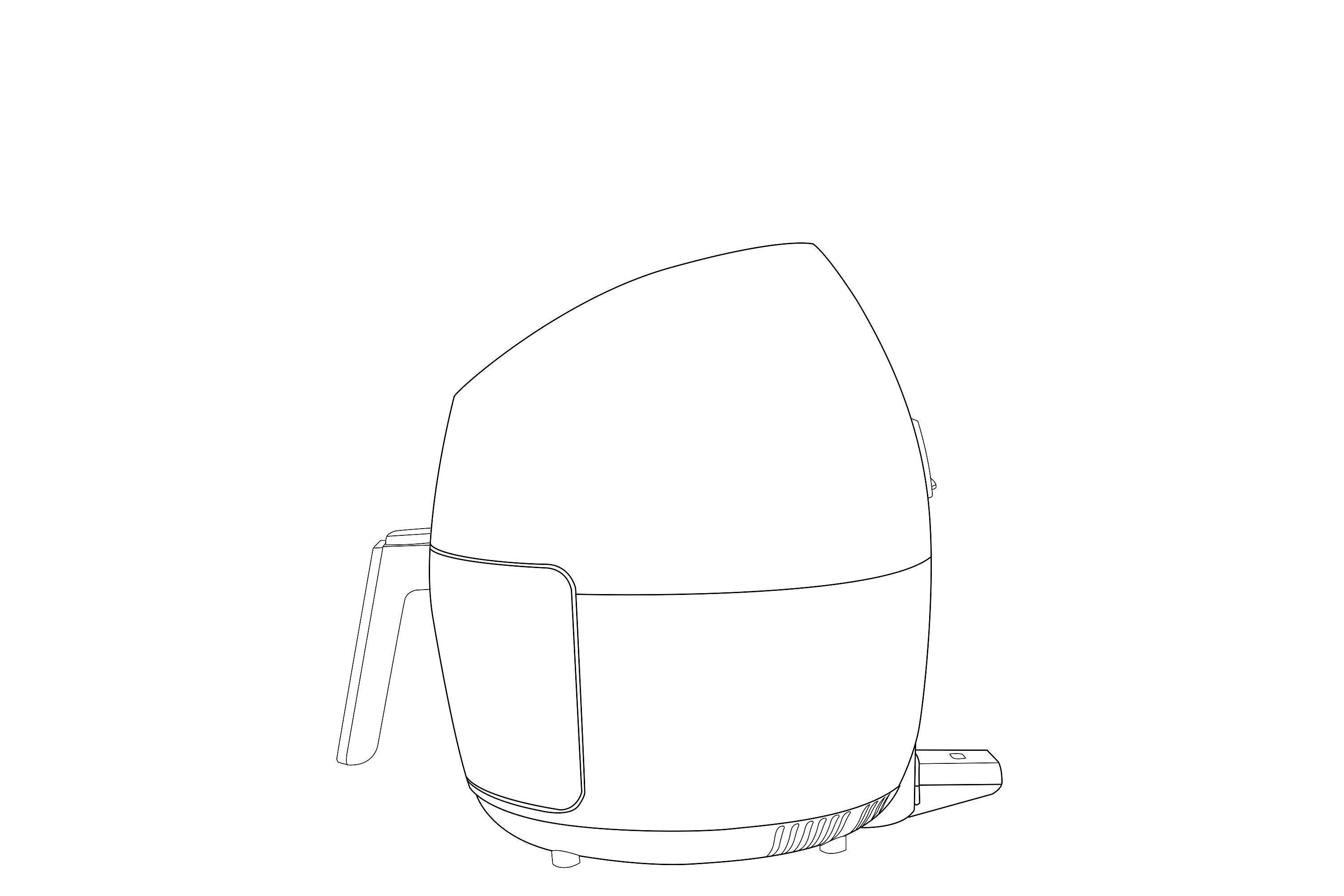 空气炸锅-线稿图-专利图-六视图