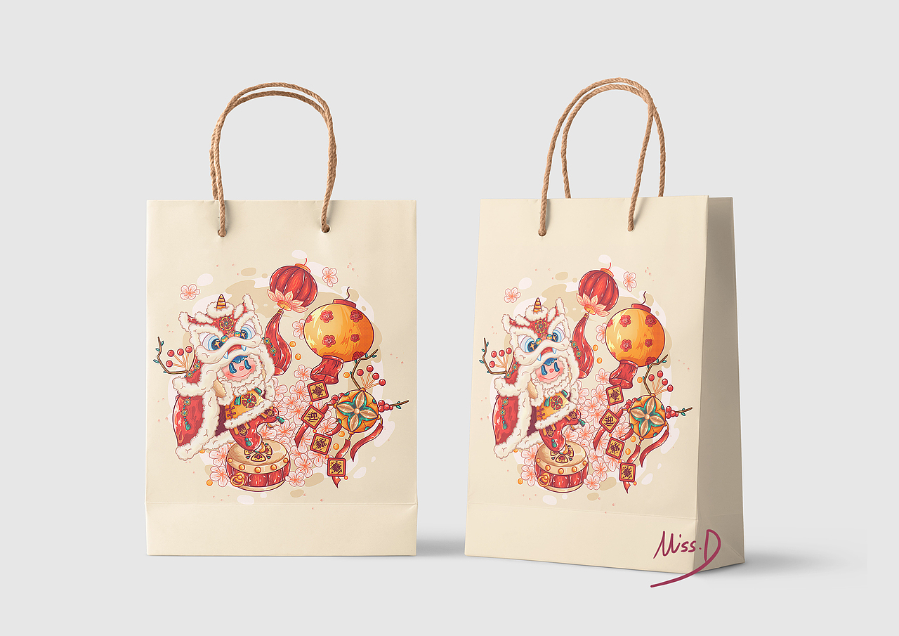 虎年喜迎新春插画（图ZMjg3NjQ5OTg0） - 创作习作 - 站酷设计师河豚吃鱼丸Miss_D原创素材 - 站酷ZCOOL