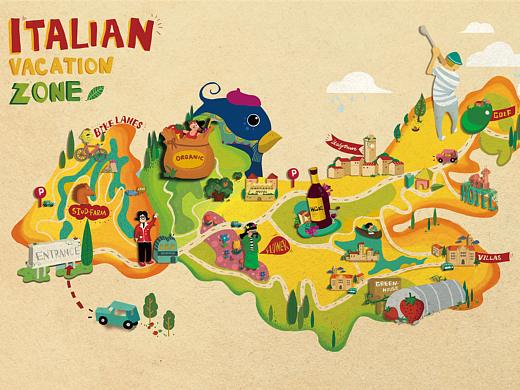 五谷地手绘地图插画