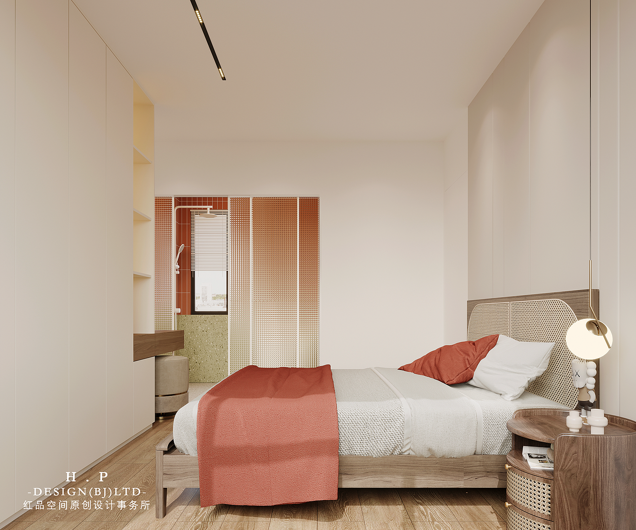 开放式与半开放式柜台结合的设计让整体空间更简约实用,屋顶设计了灯带,烘托屋内氛围让空间质感更加温馨!