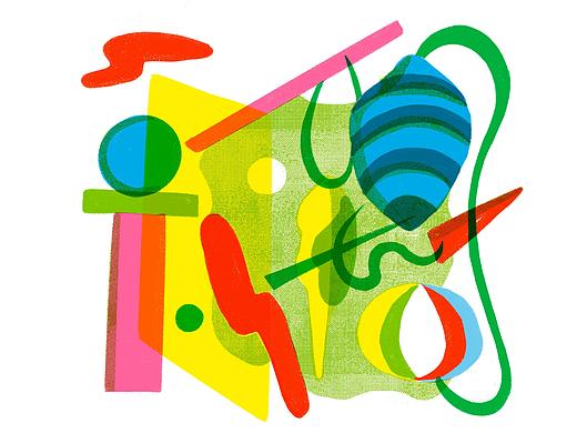 关于艺术的六个类别的抽象插画