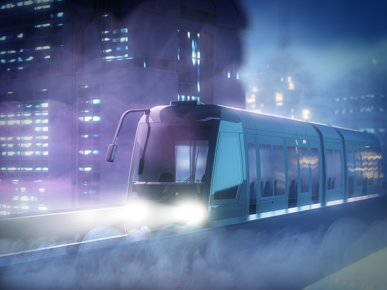 redshift赛博朋克风格电车