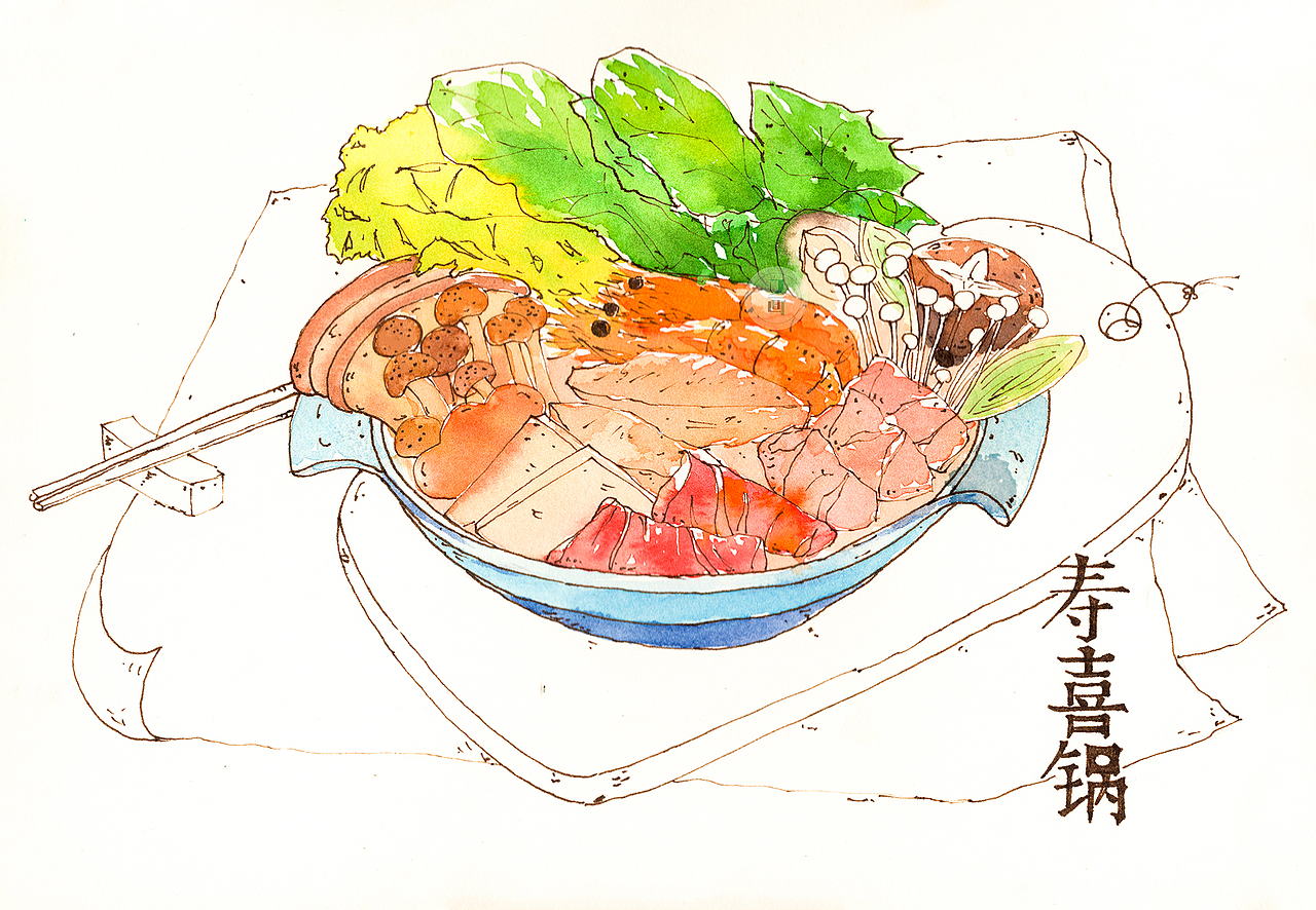 水彩美食