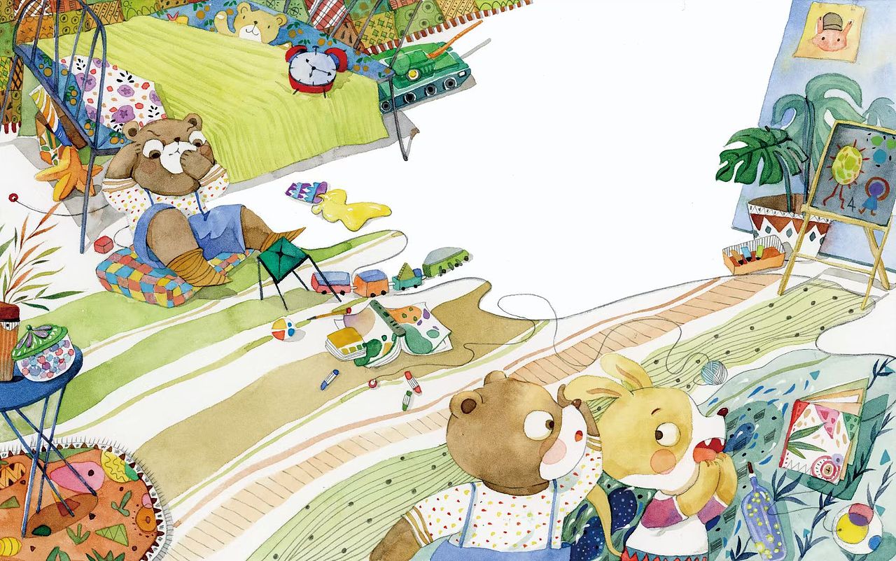 水彩插画 儿插(悄悄告诉你,我尿床了)