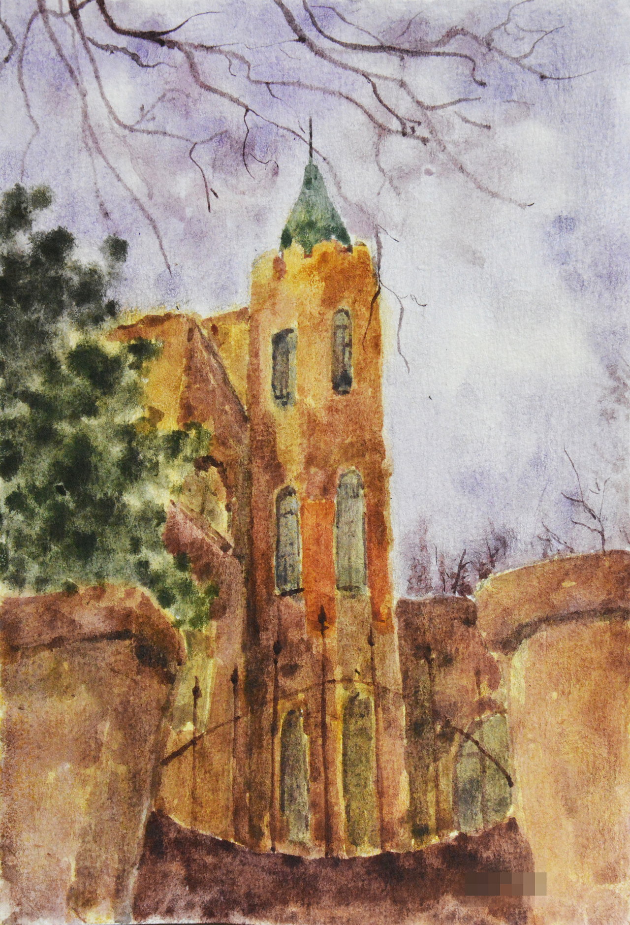 《花石楼下》|纯艺术|水彩|mbj932008 - 原创作品 - 站酷 (zcool)