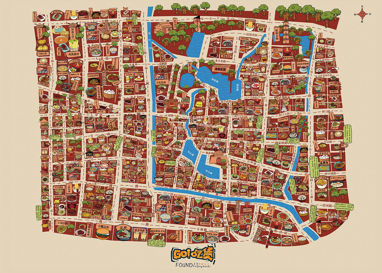 开封美食手绘地图