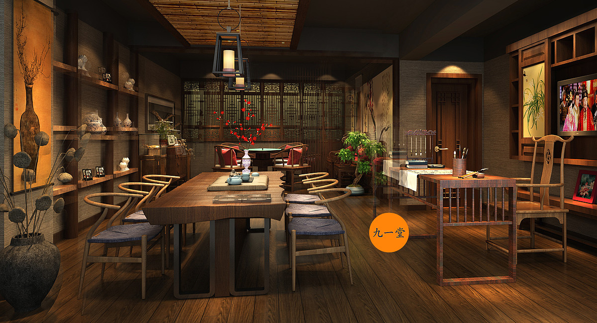 幽蘭_茶楼装修效果图_店面设计（图ZMjQwNzA5NzQw） - 家装设计 - 站酷设计师品牌设计公司原创素材 - 站酷ZCOOL