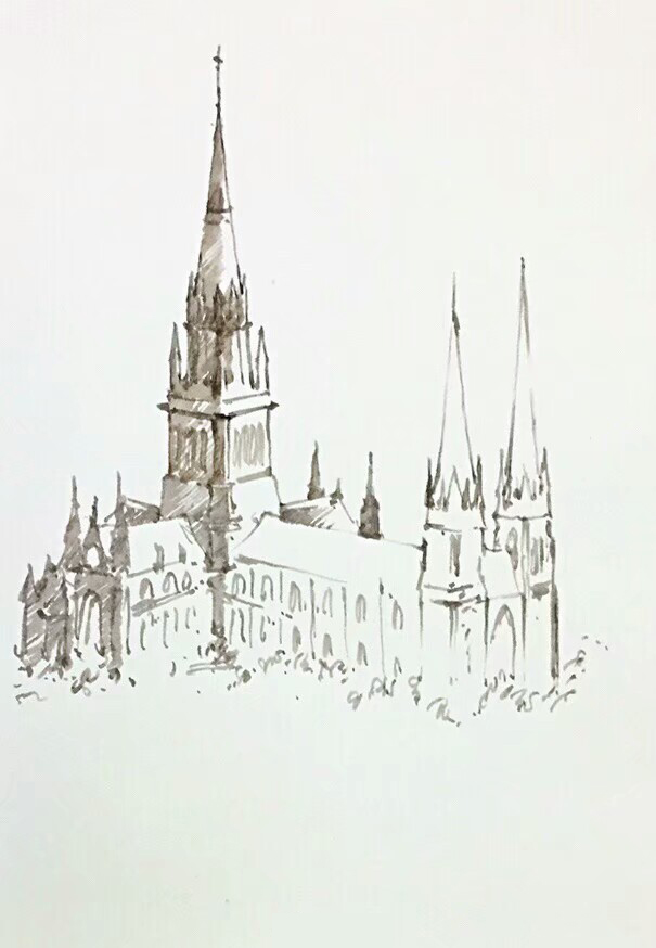圣弥厄尔教堂手绘图片