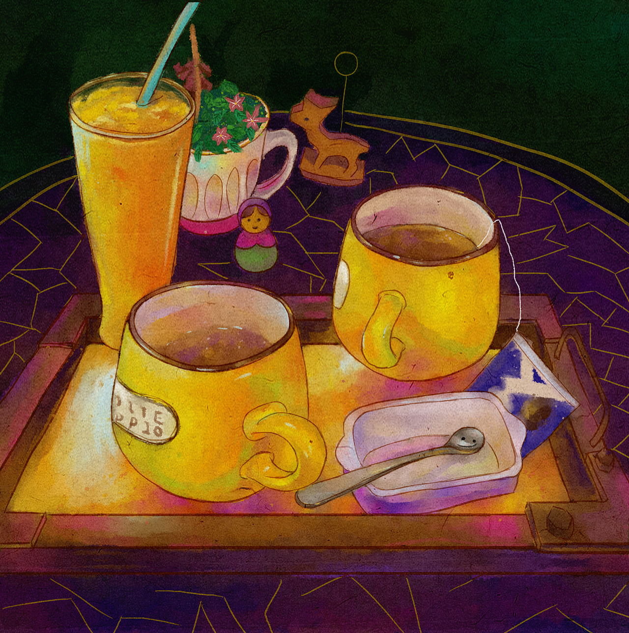 下午茶（图ZMTA1OTA3ODA4） - 艺术插画 - 站酷设计师叮铛原创素材 - 站酷ZCOOL
