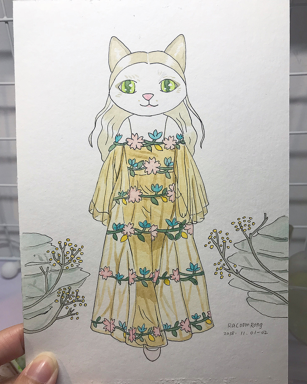 看到一件好漂亮的衣服,想要画一下~
纪念一下换了张大纸来画小姐姐~天啊!纱布的纹理超难画的...