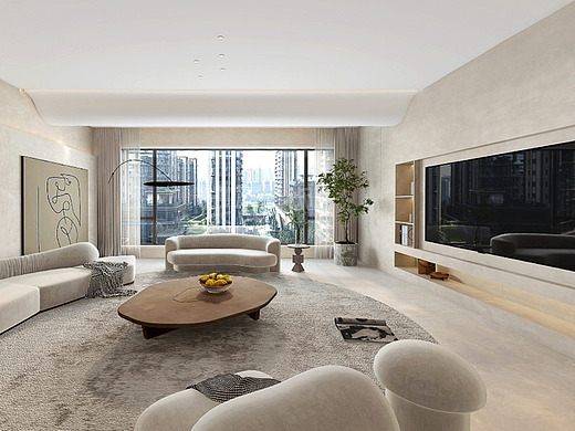 龙湖舜山府大平层装修,现代极简风格设计效果赏析