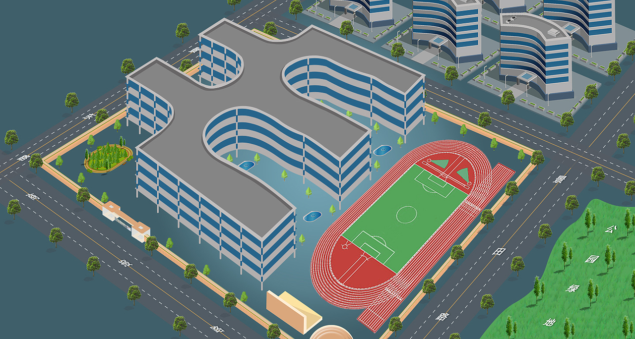 学校空间整体鸟瞰图