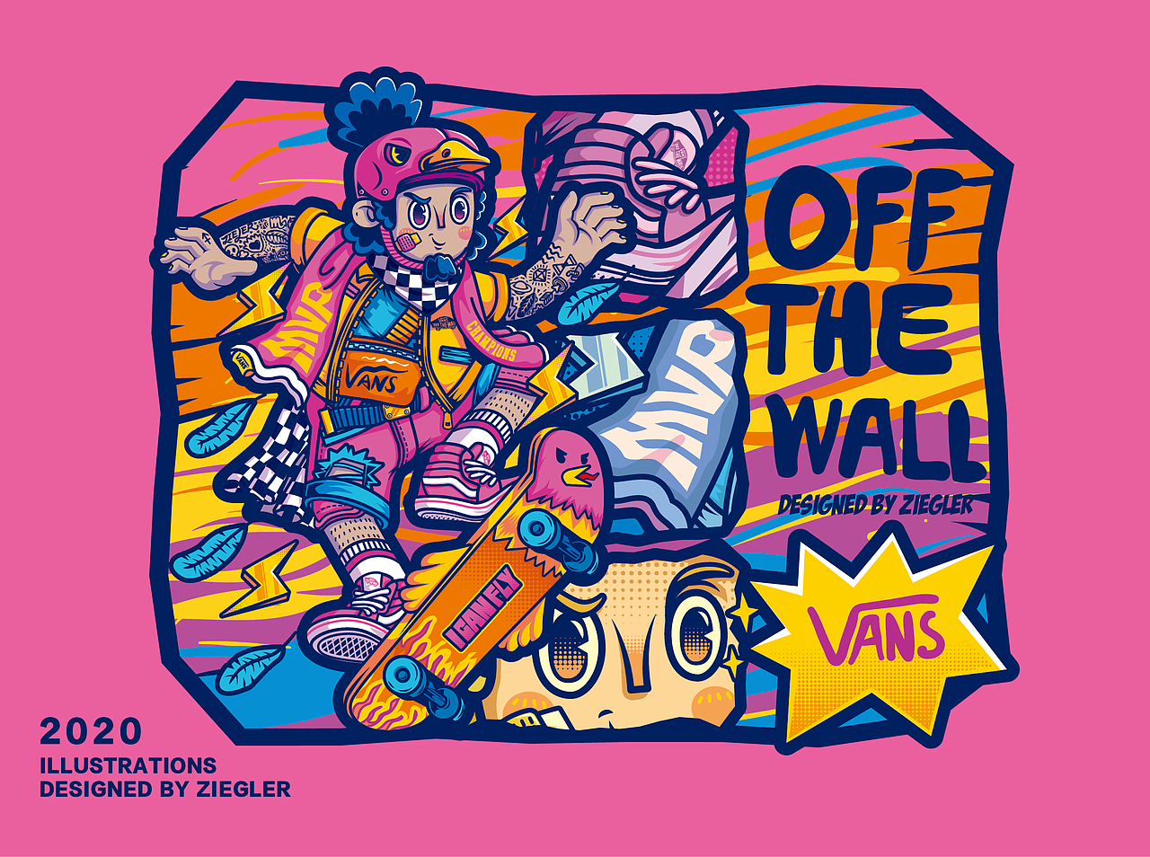 #vans艺术家#鸡飞girl跳-vans潮流T恤（图ZMjA1MzU3MjQ4） - 商业插画 - 站酷设计师晨东ZIEGLER原创素材 - 站酷ZCOOL