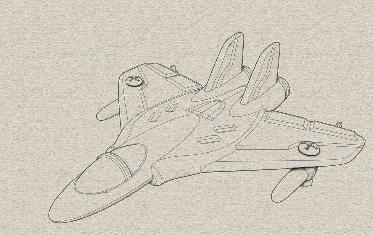 小飞机模型图2(一直很喜欢rhino 5 的这种模型显示方式,^_^)