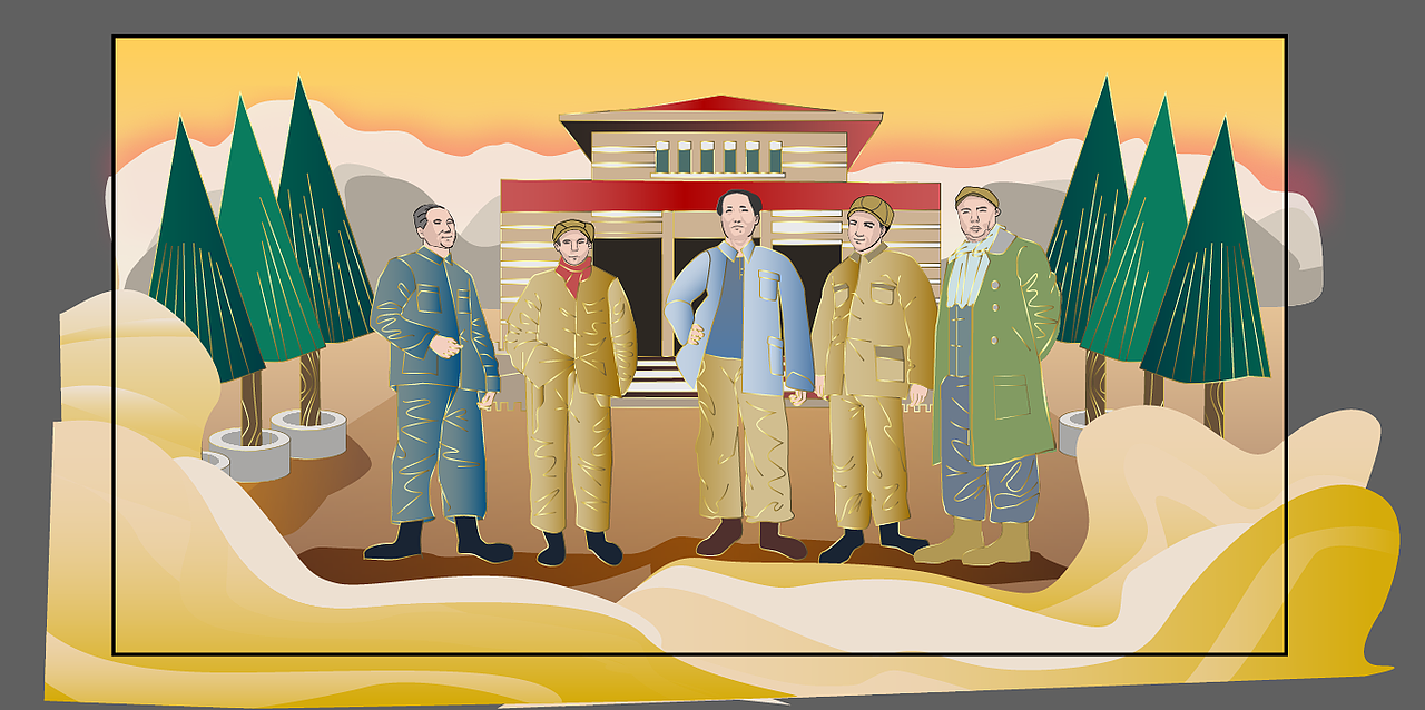 矢量插画国潮风十二革命精神插画创作