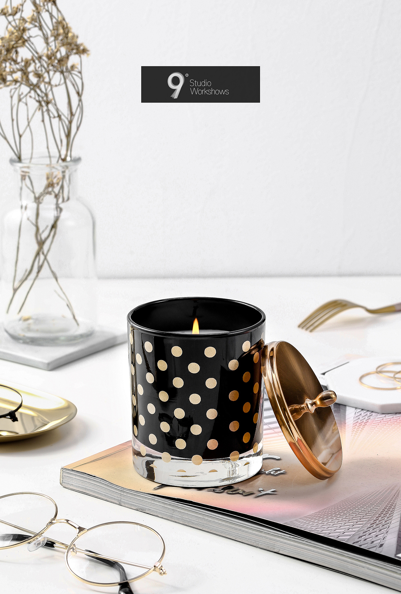 香薰蜡烛北欧风拍摄