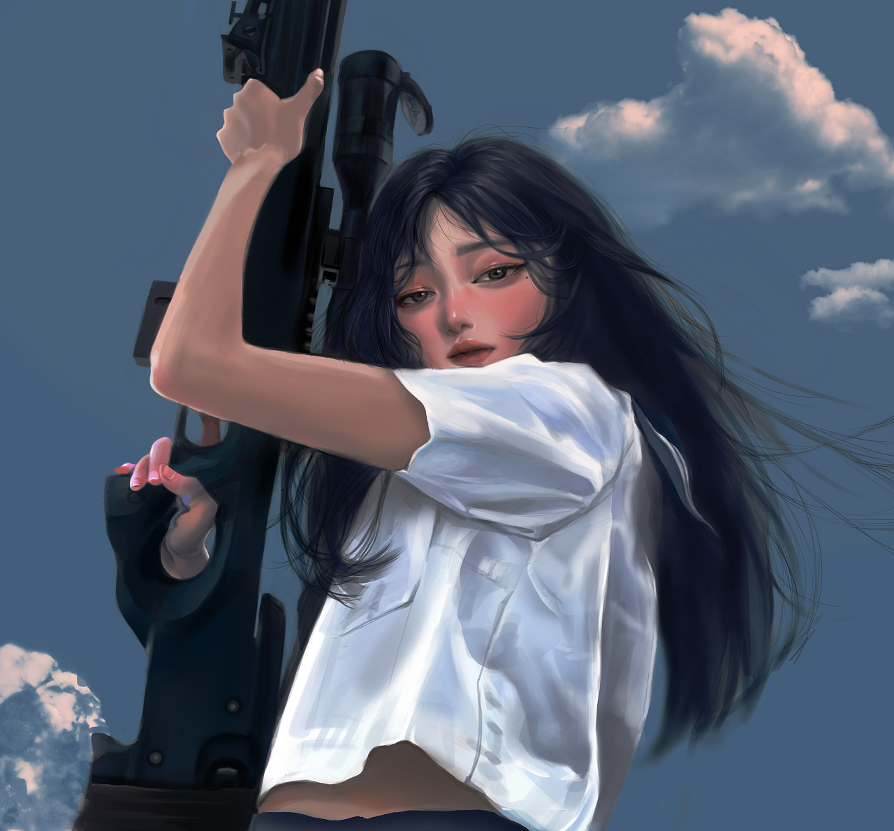 少女和枪|插画|创作习作|野苗_ - 原创作品 - 站酷 (zcool)