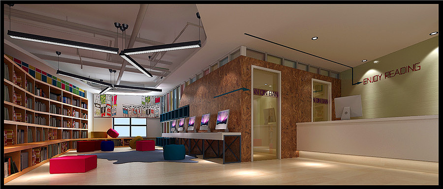 教育空间装修,培训机构设计-图书馆