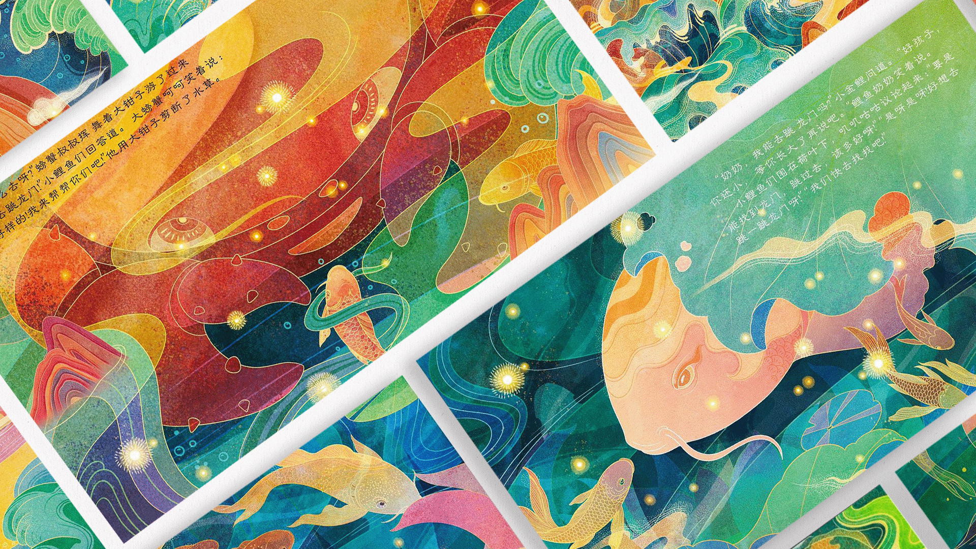 《小鲤鱼跃龙门》绘本（图ZMjg3NTA0MDQ4） - 绘本 - 站酷设计师朱朱插画原创素材 - 站酷ZCOOL