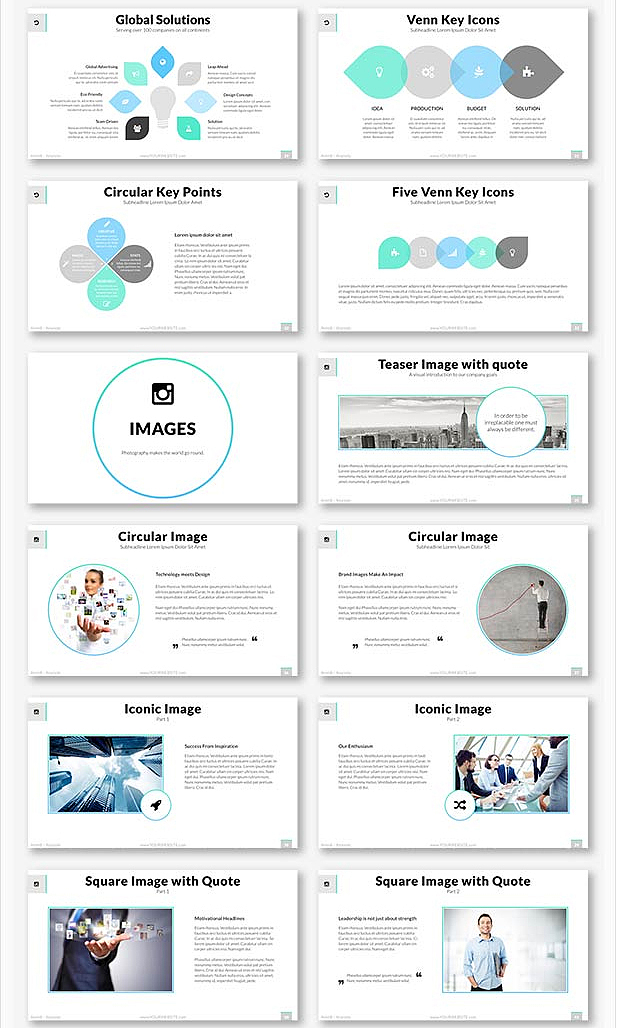 经典欧美风格PPT模板多种树状图