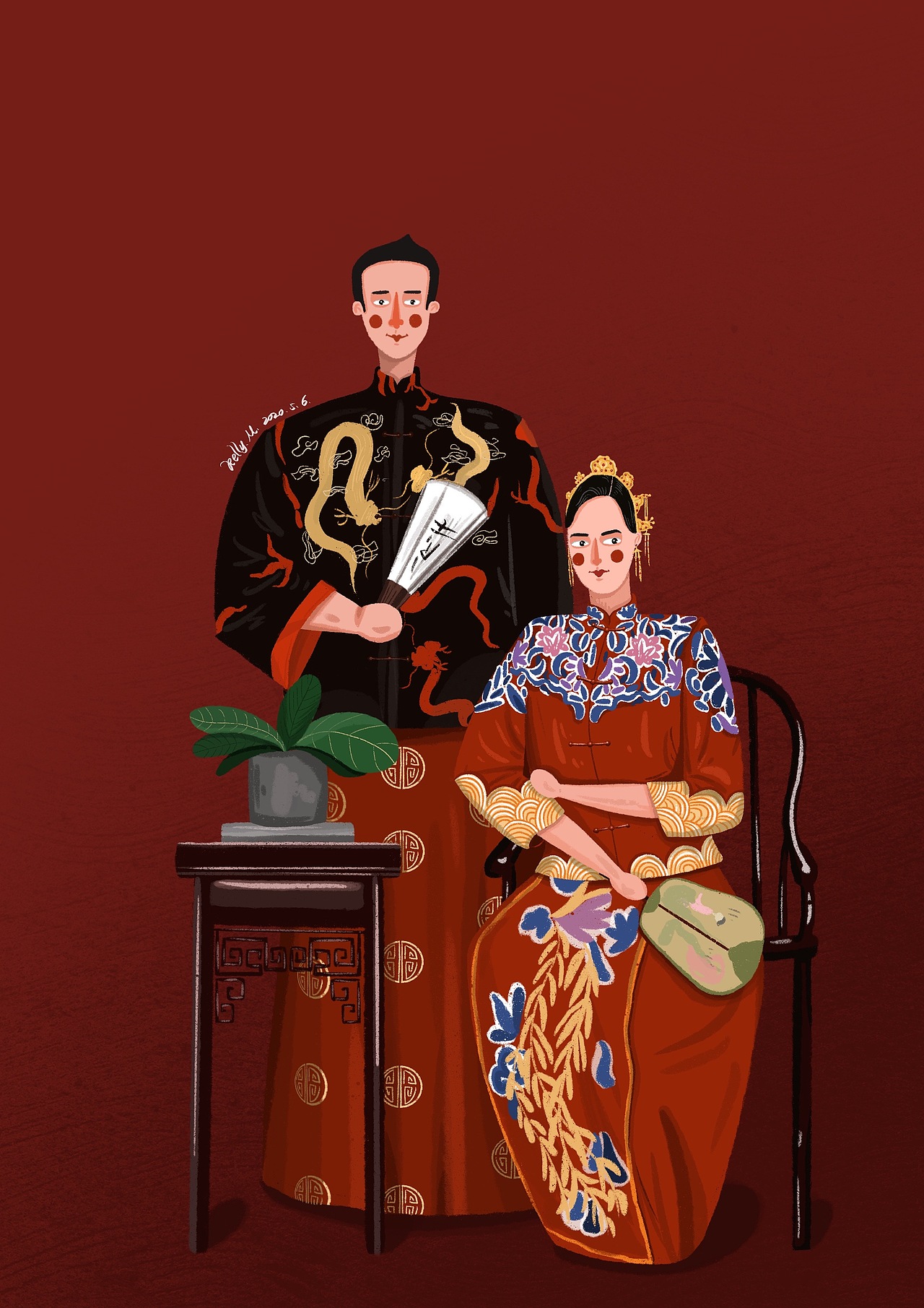 结婚照转插画喜嫁系列