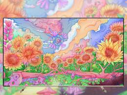 《飛入向日葵花海里》