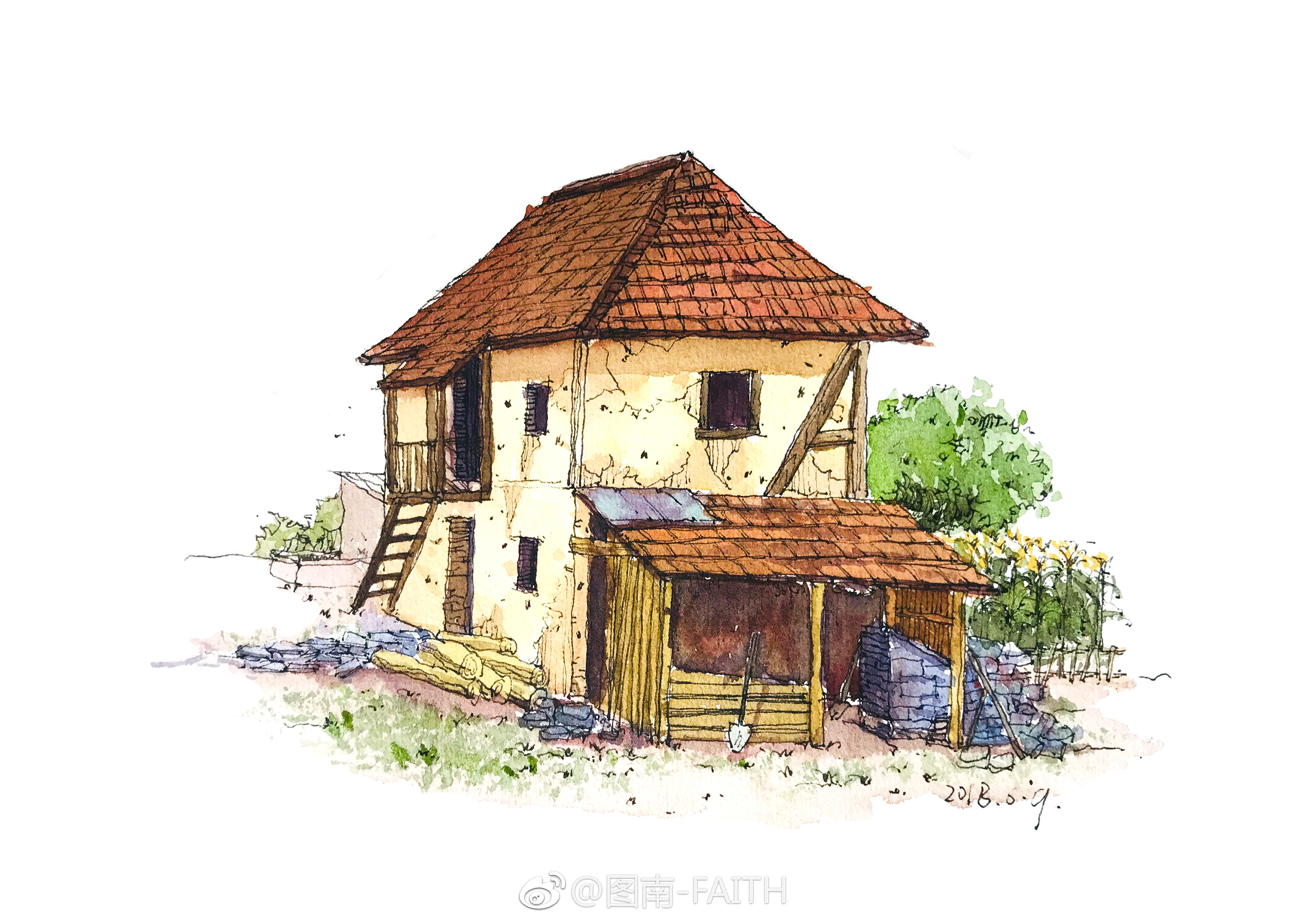 钢笔淡彩,一种新的记录生活的方式|纯艺术|绘画|图南tunan - 原创作品