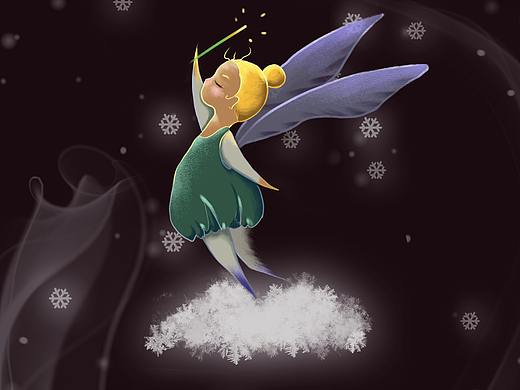 唯美手绘二十四节气小雪夜空海报冬日夜空插画