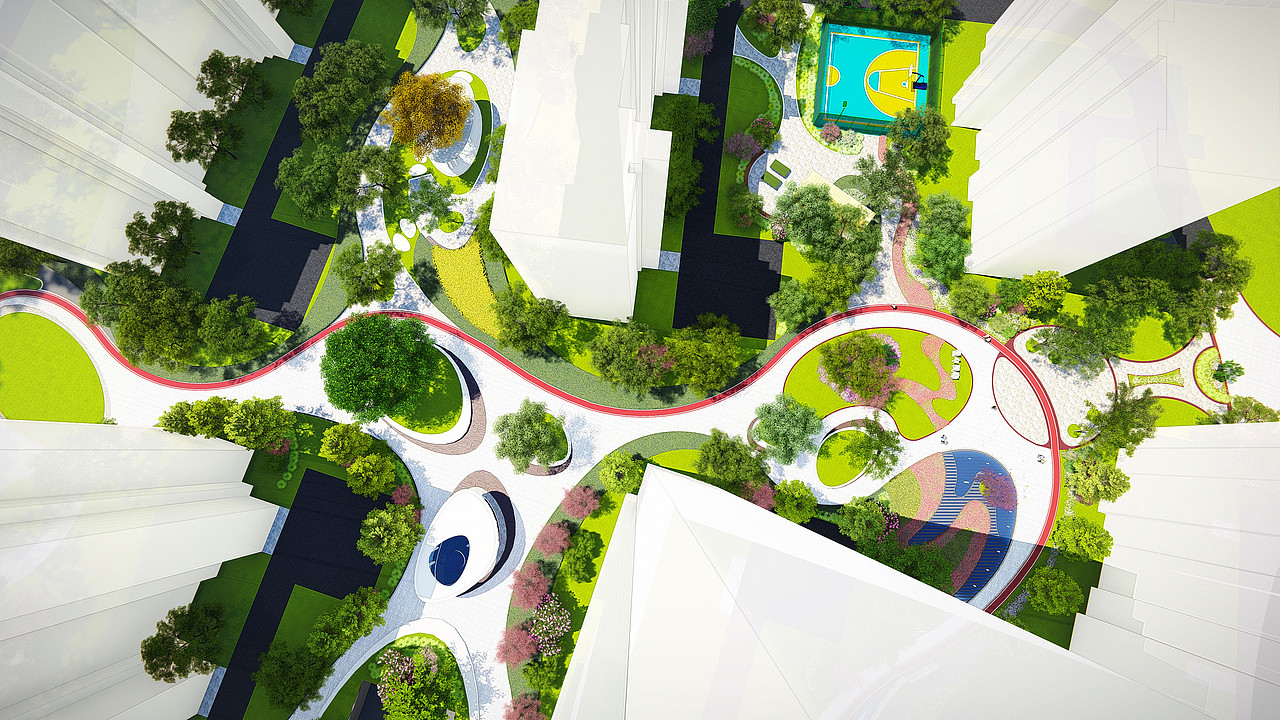 流线至上 现代主义风格大区景观|空间|景观设计|梁西凹_原创作品-站酷