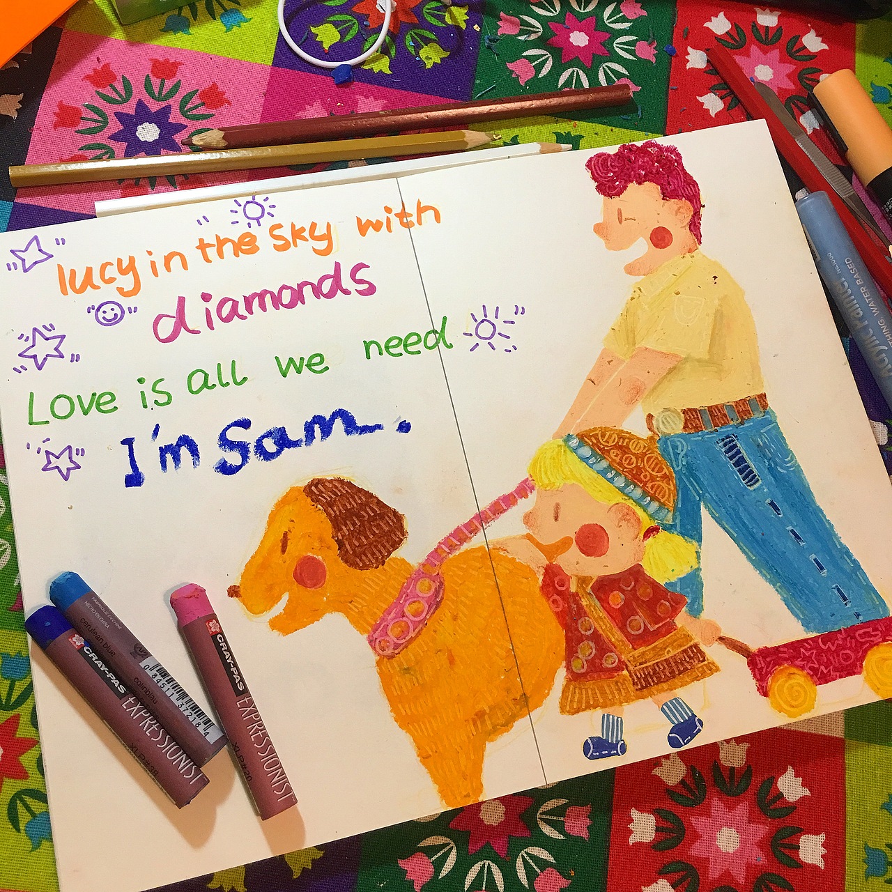 这是我刚买了油画棒用油画棒试水。。发现自己真的控制不了油画棒啊啊啊同志仍需努力呀哈哈哈 这是电影《我是山姆》反正。。哭就完事儿了!