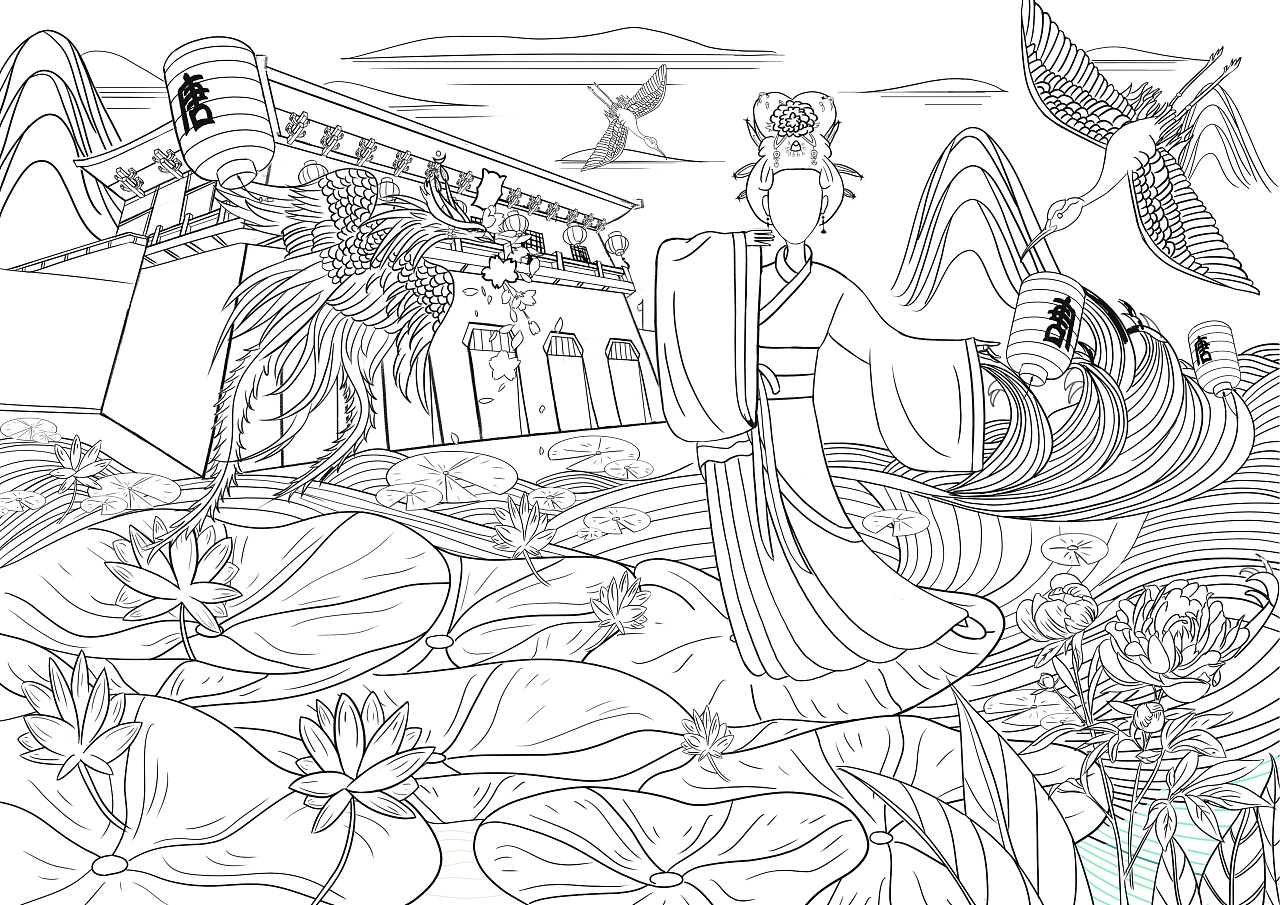 大明宫国潮插画|插画|创作习作|开着飞机去爬山 - 原创作品 - 站酷