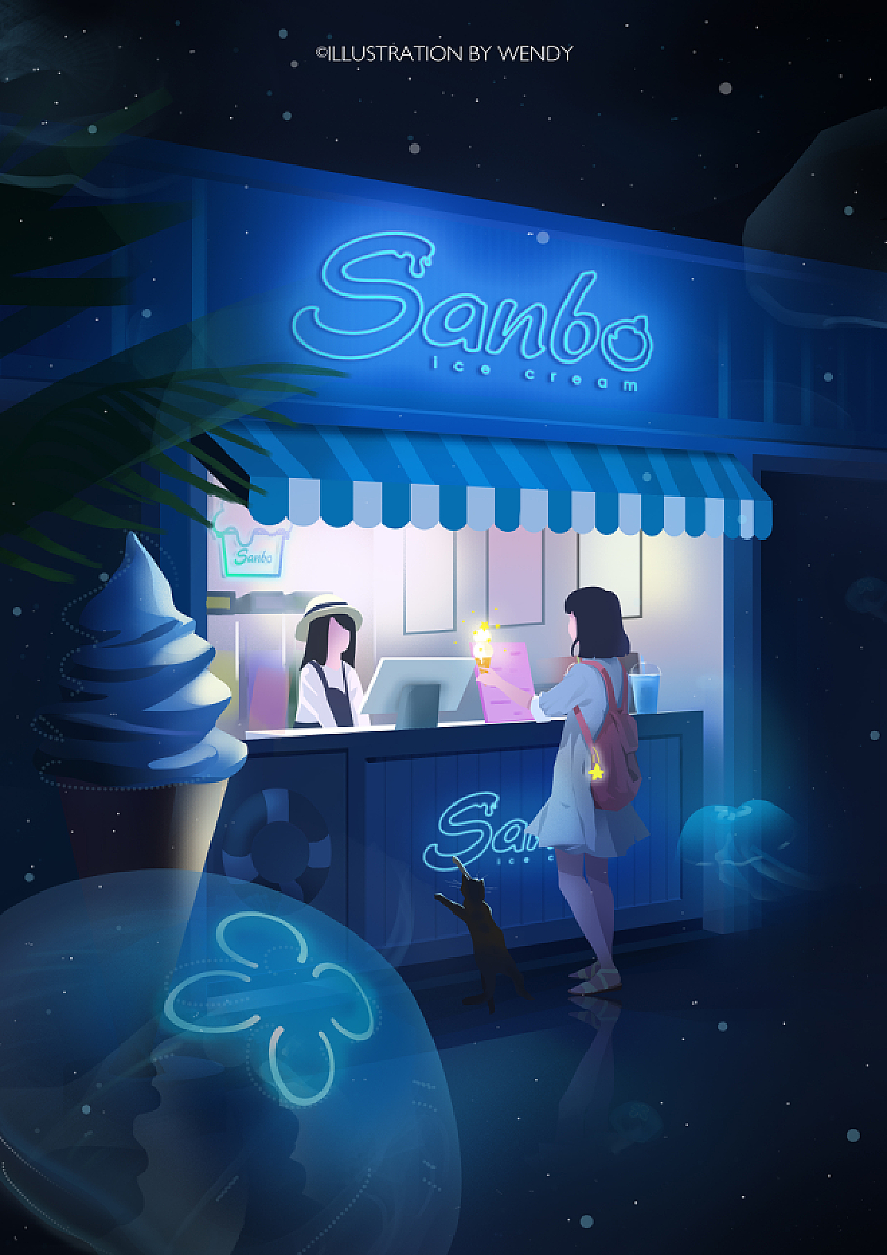 北海-银滩-夜,水母与冰淇淋
