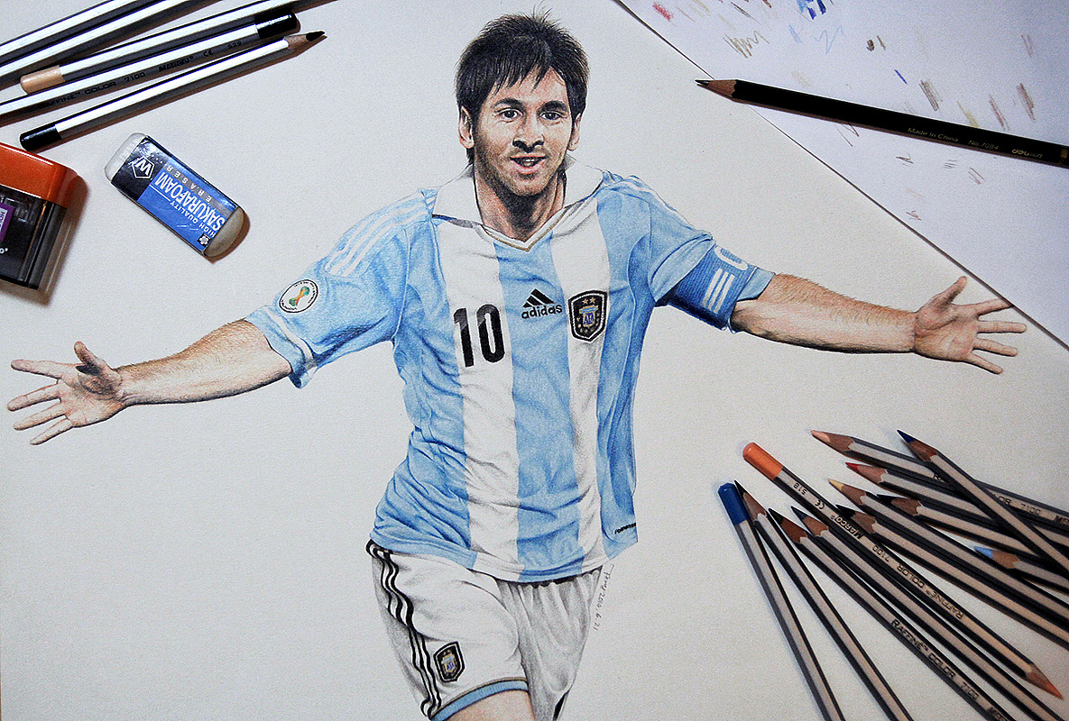 彩铅-messi-梅西