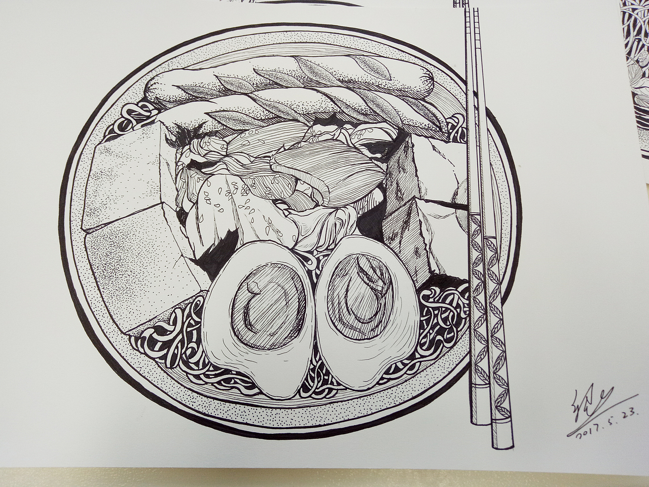 黑白插画舌尖上的中国