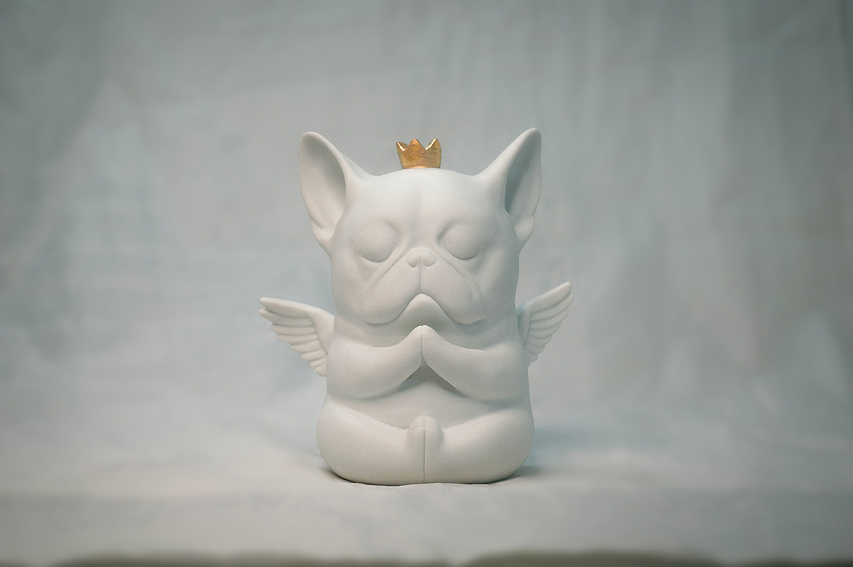 候鸟陶作品-误当天神的L汪-陶瓷黑泥小雕塑