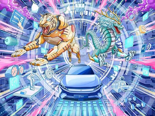 #王者之勢(shì) 龍騰虎躍# 機(jī)甲龍虎，突破天際（個(gè)人主頁-ZNTgyMzU0NDg=） - 圖案 - 站酷設(shè)計(jì)師李京偉原創(chuàng)素材 - 站酷ZCOOL