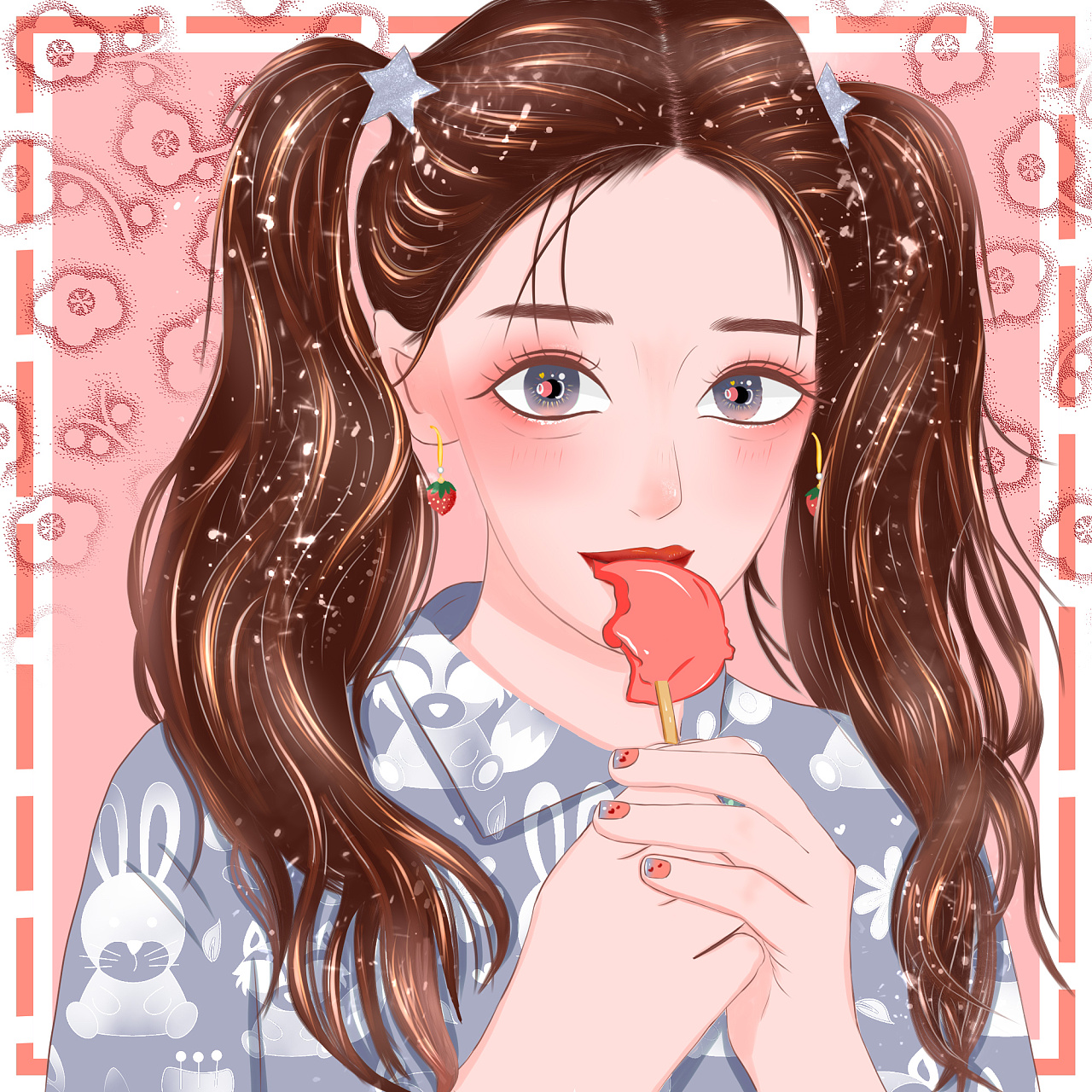 女生手绘大头卡通头像