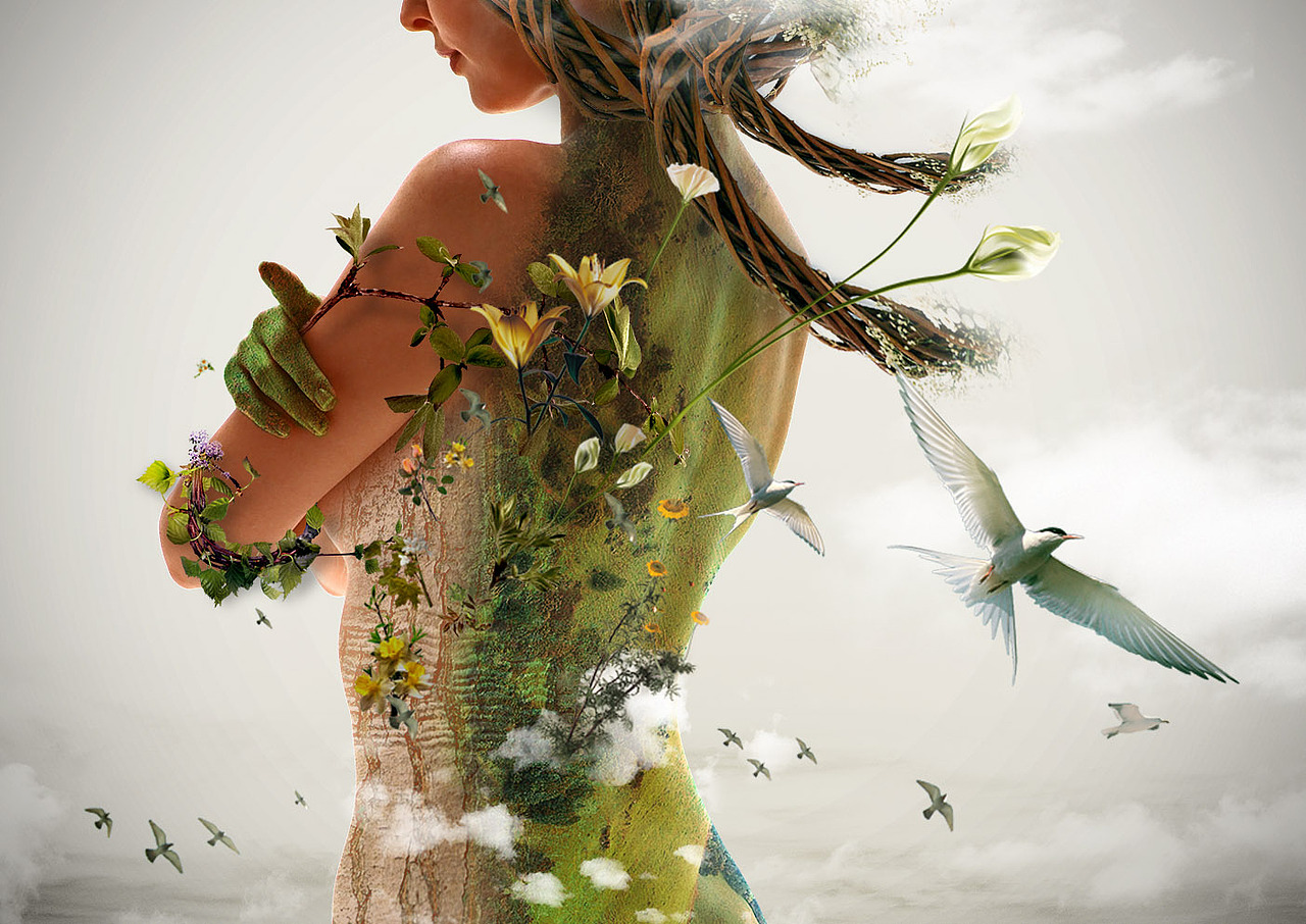 cg插画 海报设计 森林之女