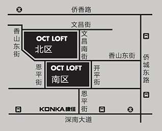 放上小地图一张,我所说的“林间小路”正是位于康佳集团公司右侧的“恩平街”了