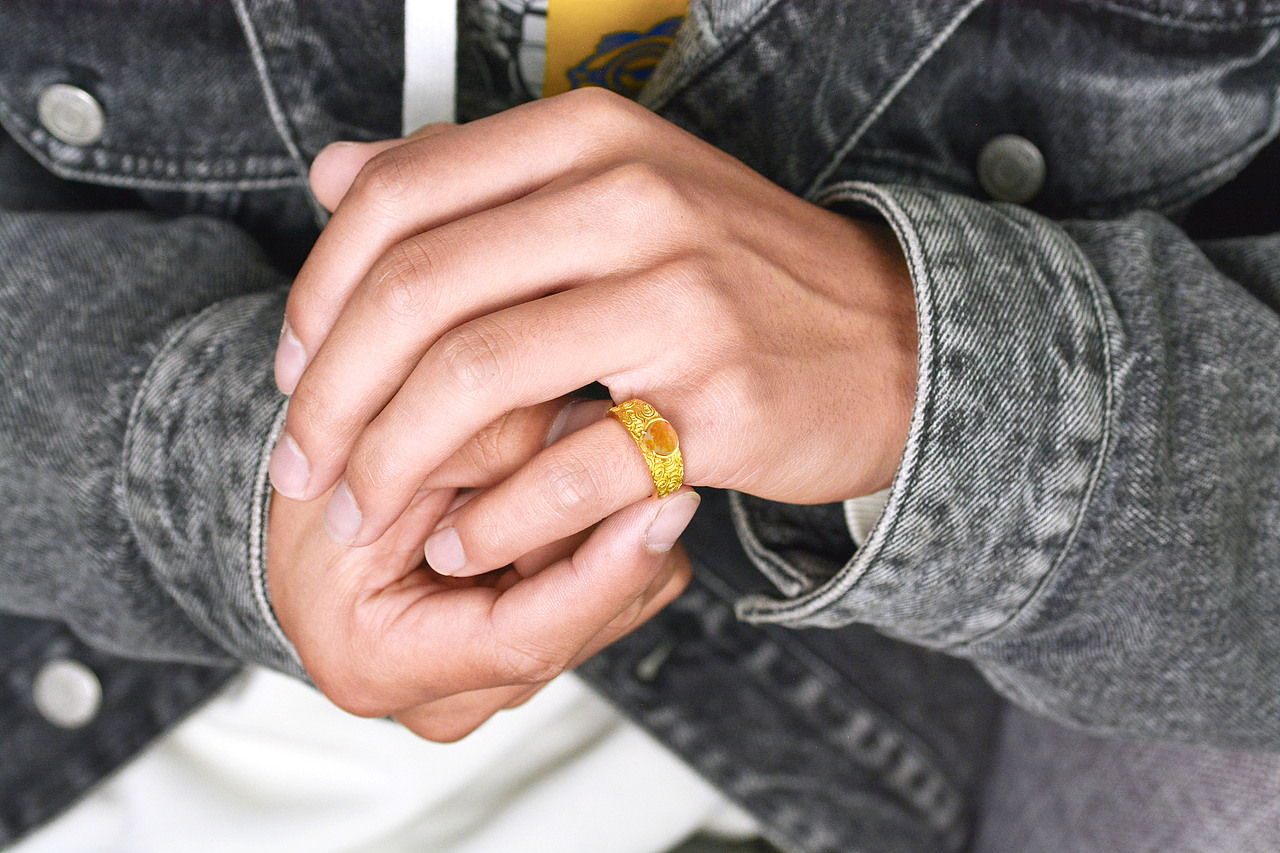 设计师作品|足金兽面和田玉戒指