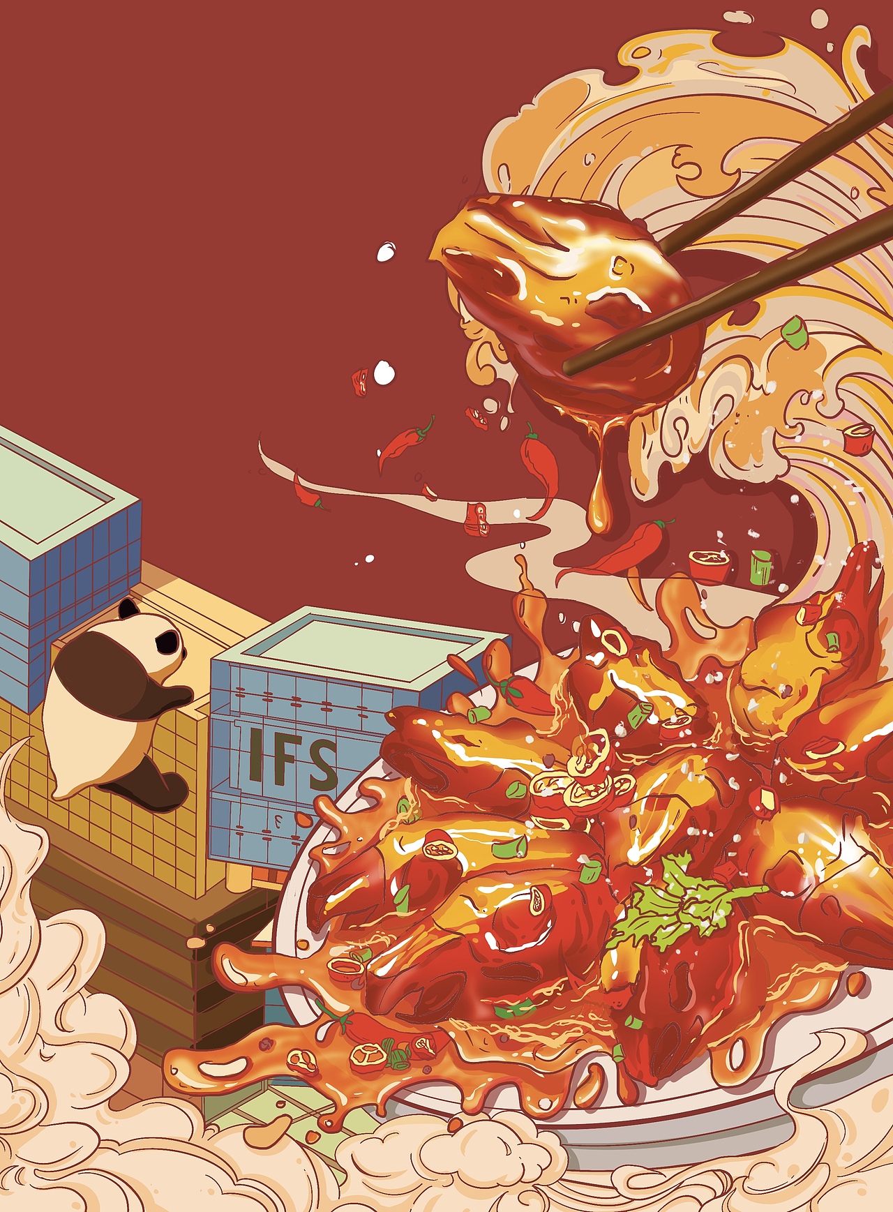 四川小吃-麻辣兔头包装|插画|商业插画|gaki是个画画的_原创作品-站酷