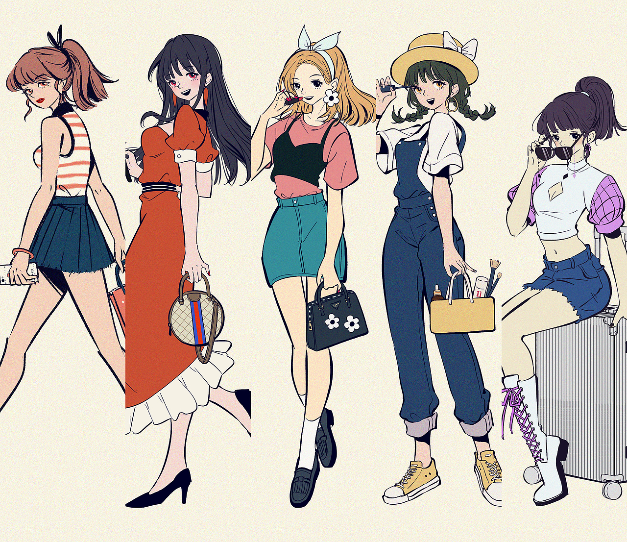 女性向时尚插图~（图ZMjMxMzA4MTI4） - 商业插画 - 站酷设计师墨一一mo11原创素材 - 站酷ZCOOL