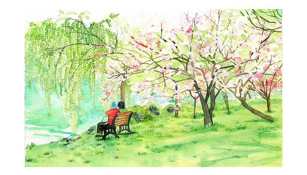 手绘城市系列西湖十景