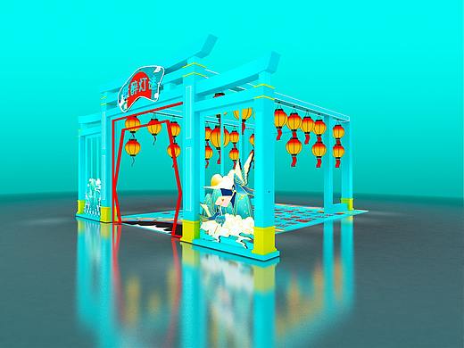 花灯国潮活动路演设计3D效果图