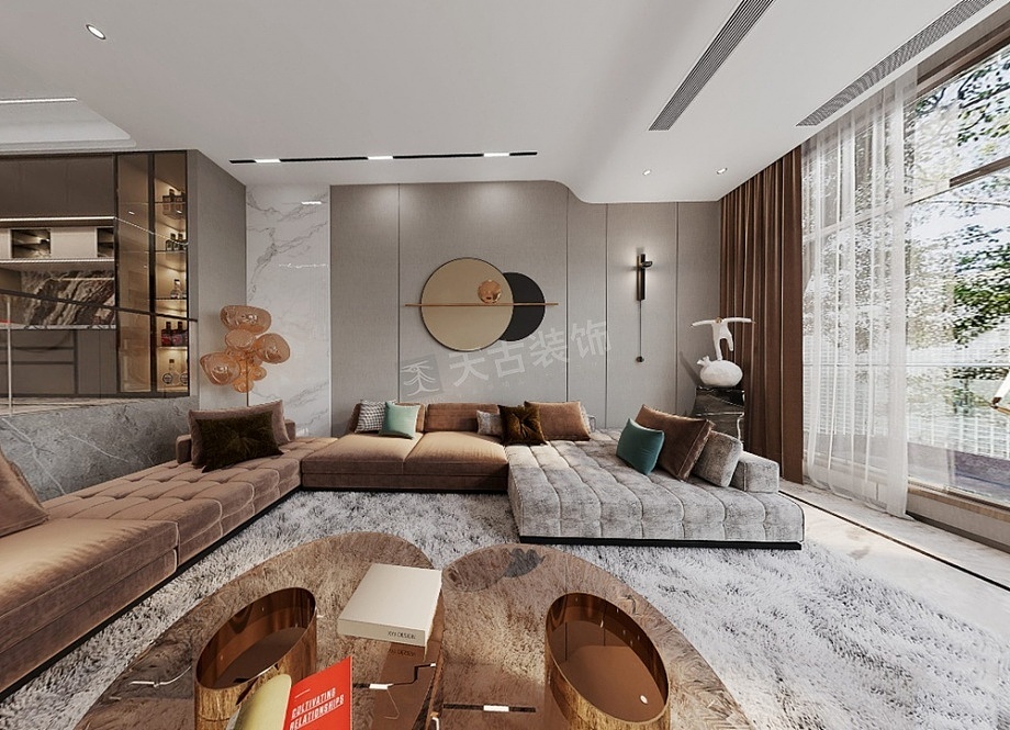 庆隆高尔夫别墅装修,轻奢风格设计效果,天古装饰设计师