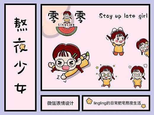 微信表情包设计 | <眼袋少女零零> | UI