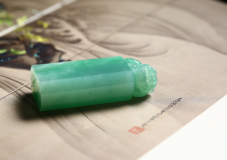 聚翠光廊——冰糯果绿 貔貅印章