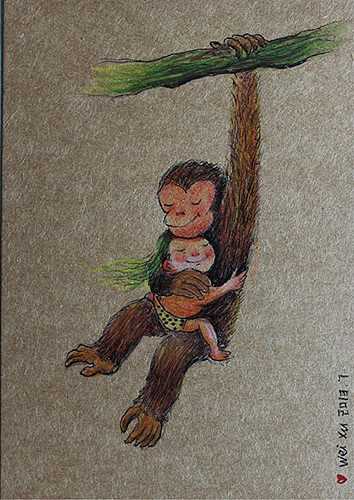 纯手绘明信片/新年祝福/圣诞贺卡/雪