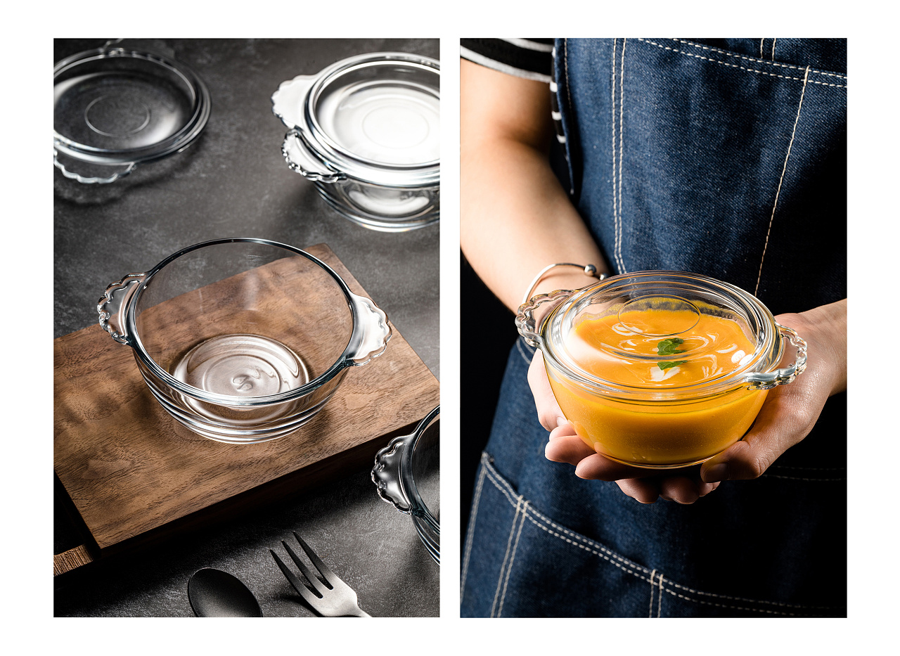 电商生活用品摄影 花边透明玻璃小碗可爱小汤碗